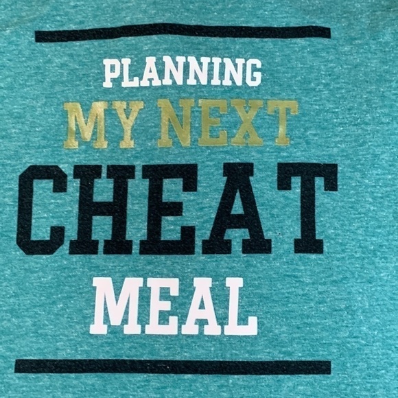 Athletic Works Teal “Planning My Next Cheat Meal” Soft Stretchy Tank Top - Picture 2 of 6